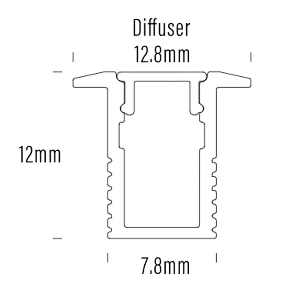 13mm X 12mm Aluminium Led Profile 2000mm In Silver, Black Or White