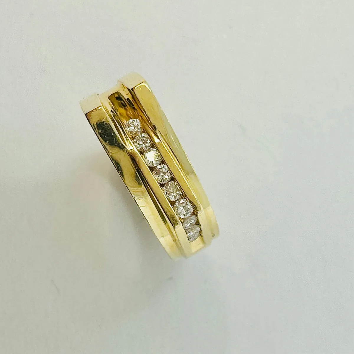 14K Gold Ring with 9 Diamonds