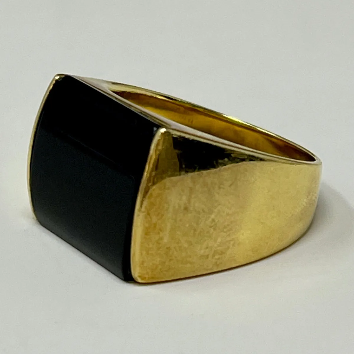 14K Gold Ring with Rectangular Black Onyx