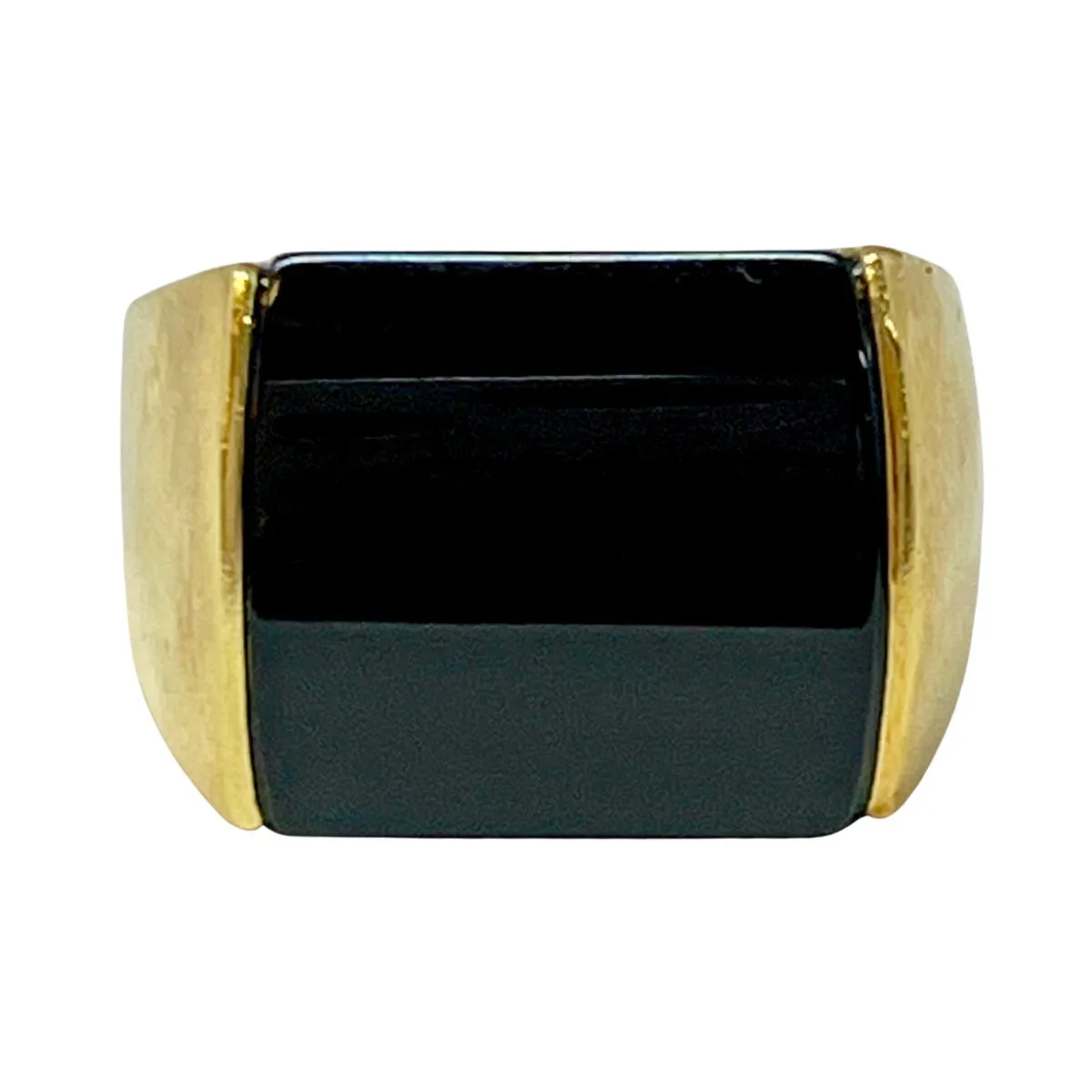 14K Gold Ring with Rectangular Black Onyx