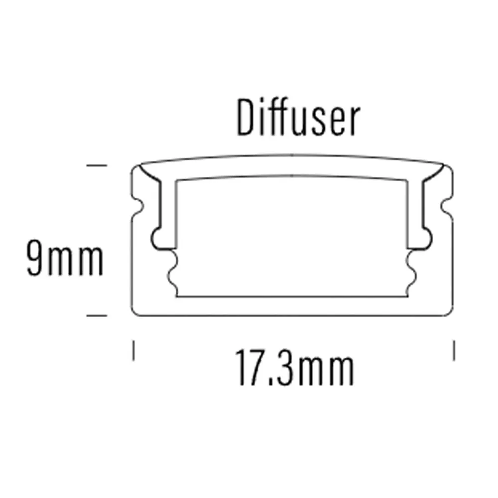 17mm X 9mm Aluminium Led Profile 2000mm In Silver