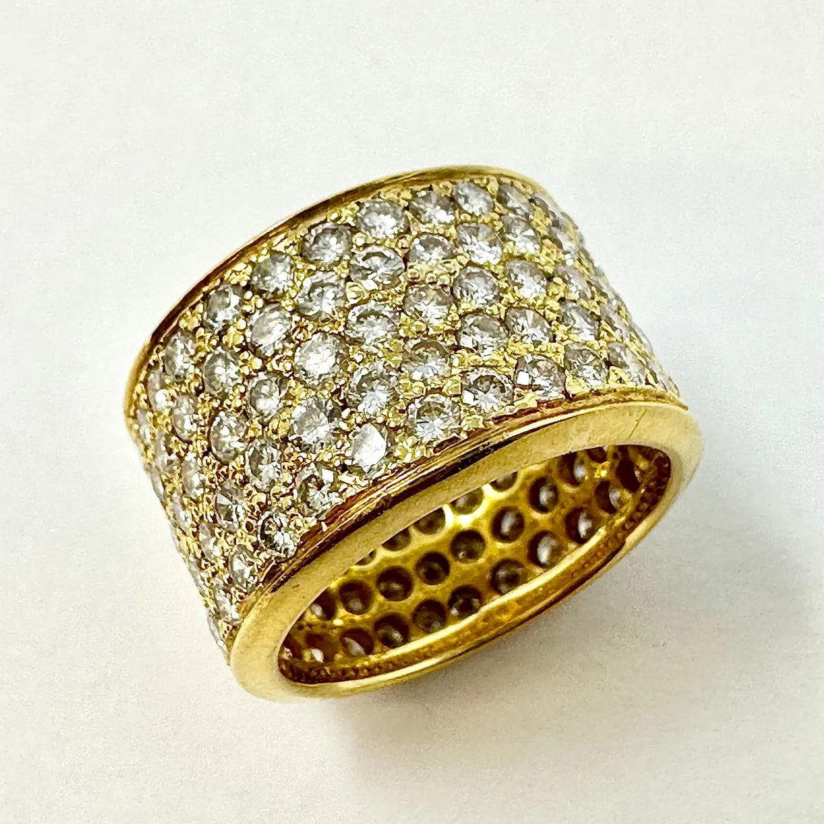 18K Gold 5 Row Diamond Ring