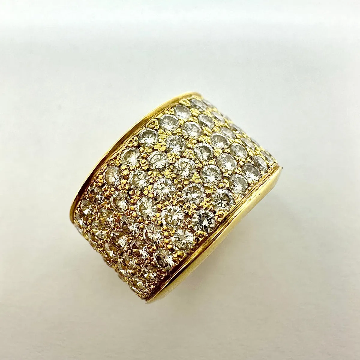 18K Gold 5 Row Diamond Ring