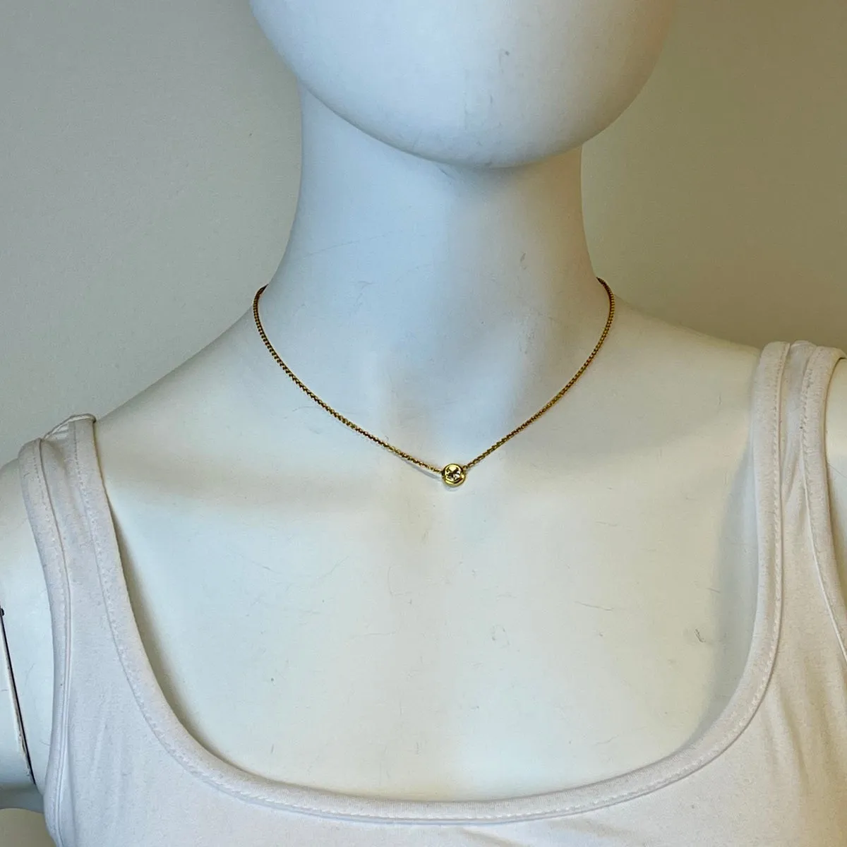 18K Gold Necklace with Invisibly Bezel Set 4 Triangular Shaped Diamonds