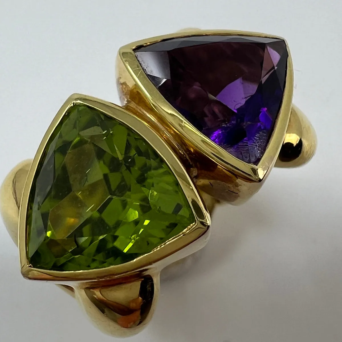 18K Gold Ring with Amethyst and Peridot