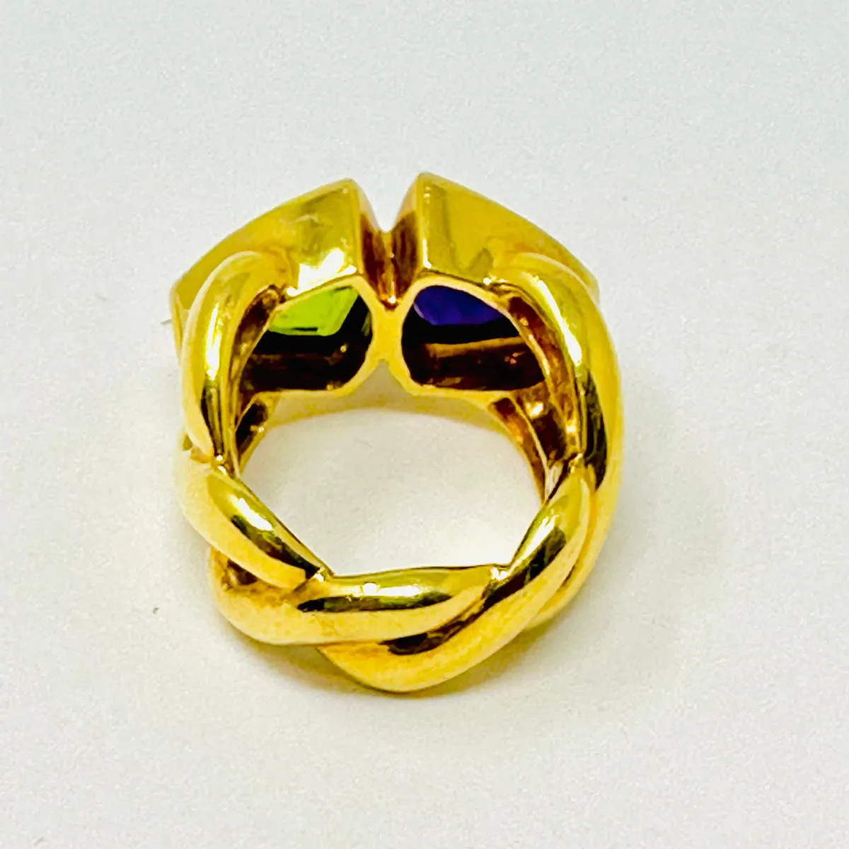 18K Gold Ring with Amethyst and Peridot