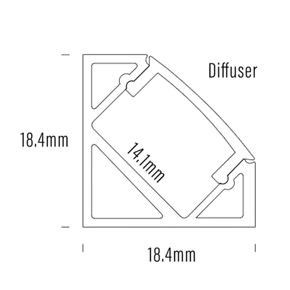 19mm X 19mm Aluminium Corner Led Profile 2000mm In Silver, Black Or White