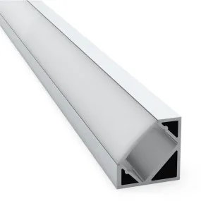 19mm X 19mm Aluminium Corner Led Profile 2000mm In Silver, Black Or White