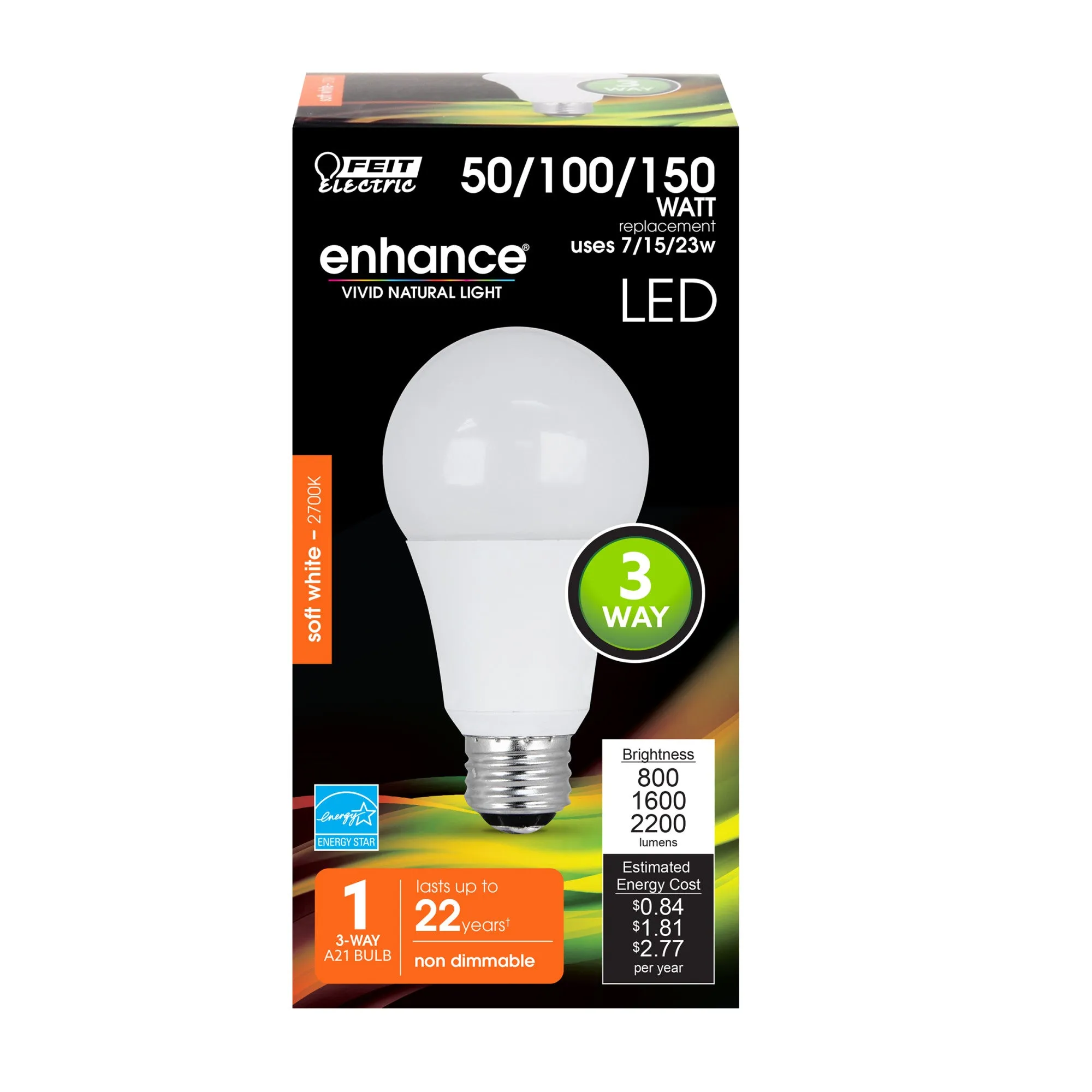 23W (50W Replacement) Soft White (2700K) A21 LED 3-Way Enhance LED