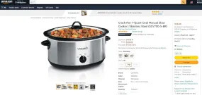 30922038 CLASSIC 7 QUART CROCKPOT SLOW COOKER