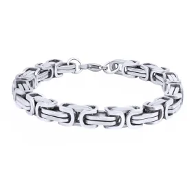 316L Stainless Steel 3D Byzantine Silver Plated S Bracelet For Men