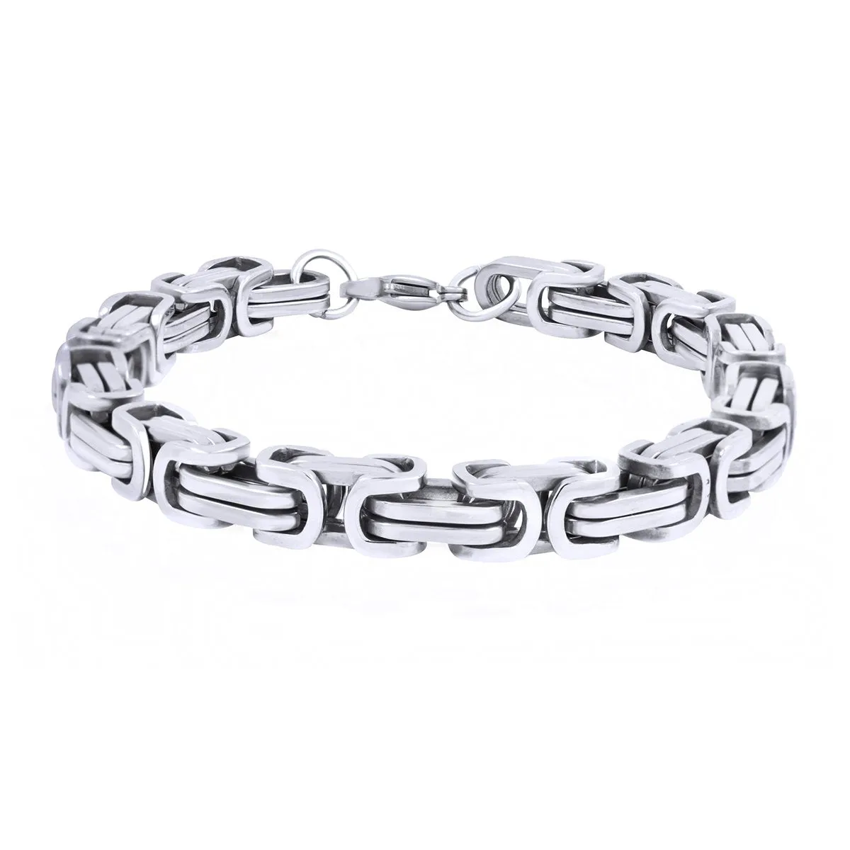 316L Stainless Steel 3D Byzantine Silver Plated S Bracelet For Men