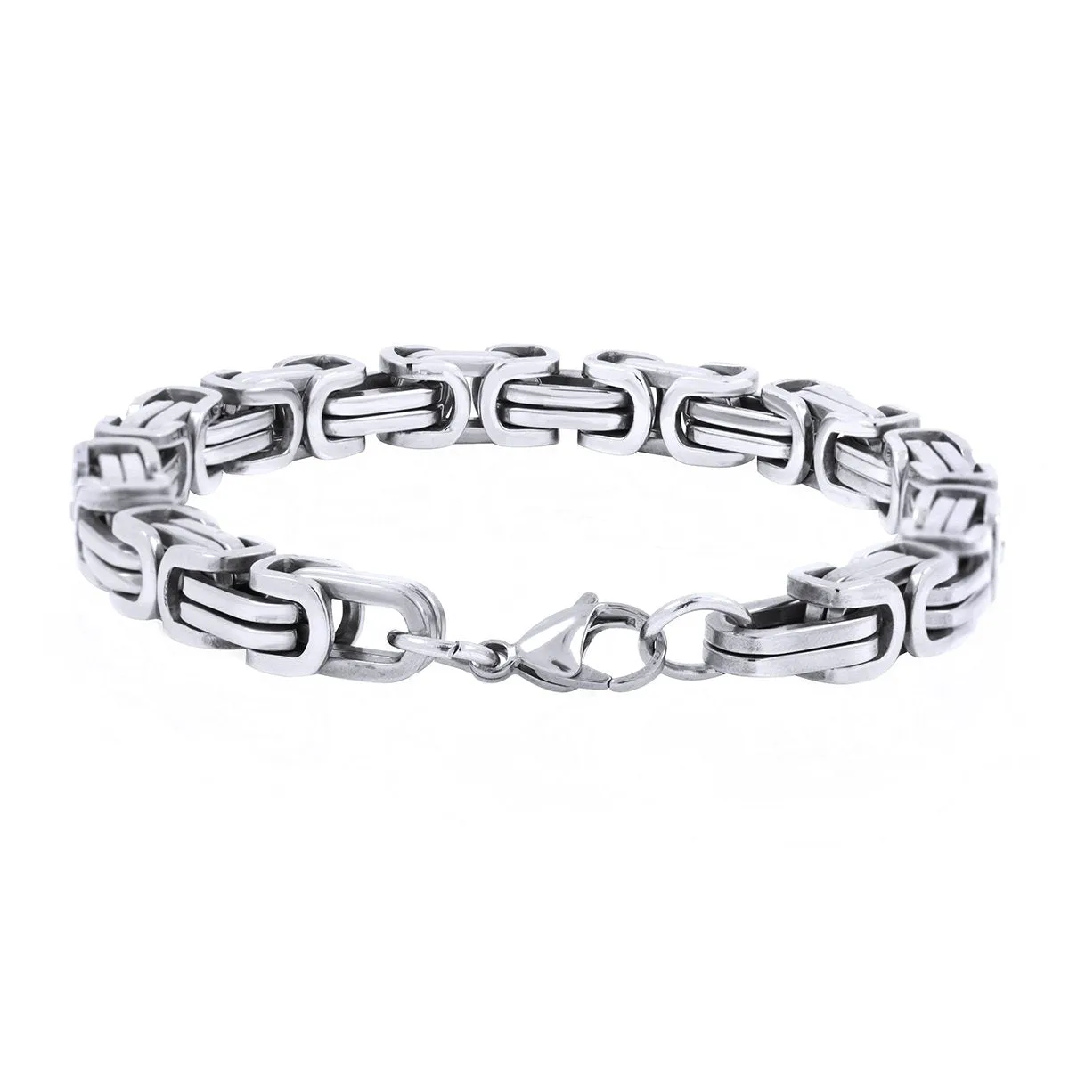 316L Stainless Steel 3D Byzantine Silver Plated S Bracelet For Men