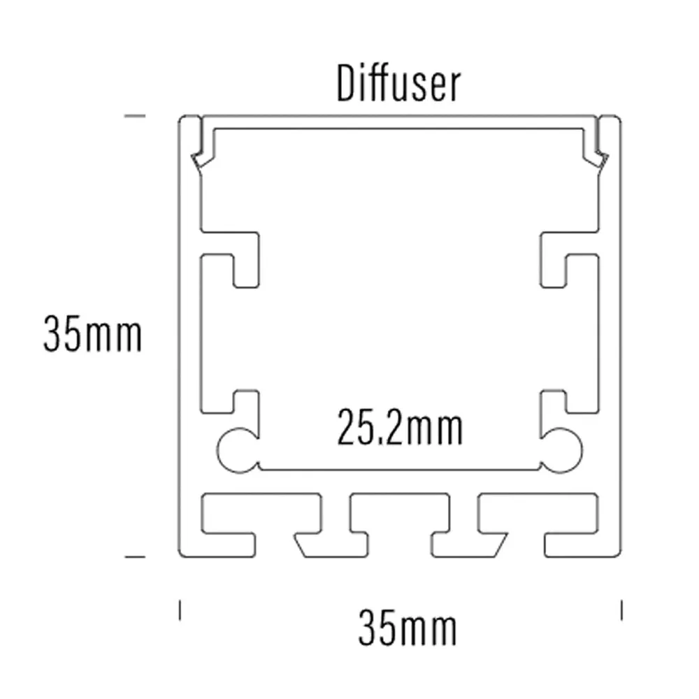 35mm X 35mm Aluminium Suspended Led Profile 2000mm In Black Or White