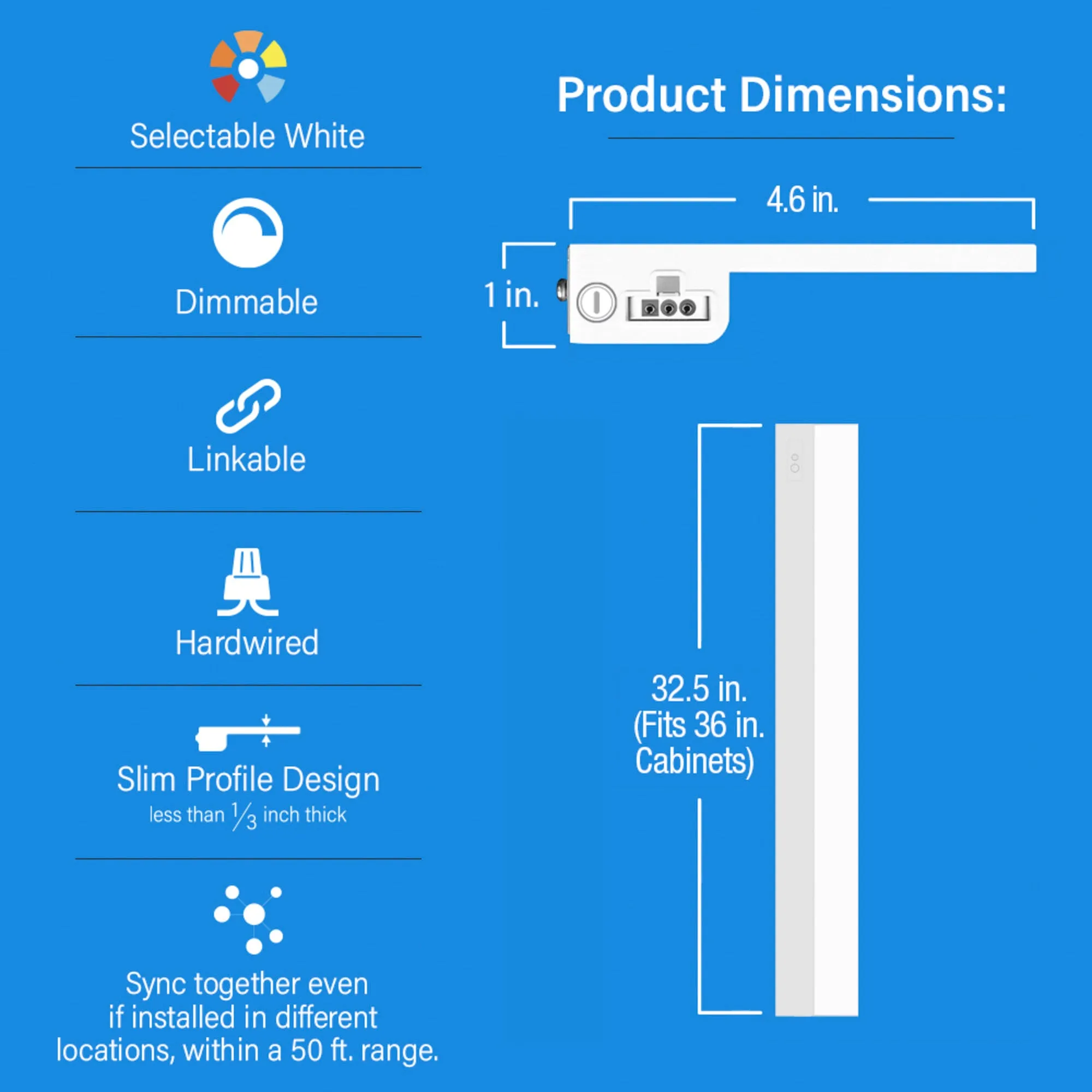 36 in. Selectable White OneSync Undercabinet LED Flat Panel