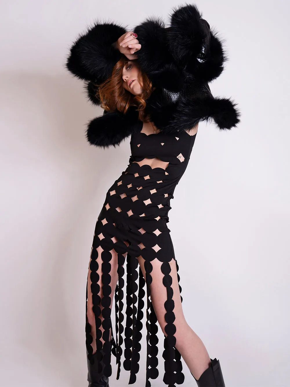 ALLEN Appliqué Fringe Maxi Dress