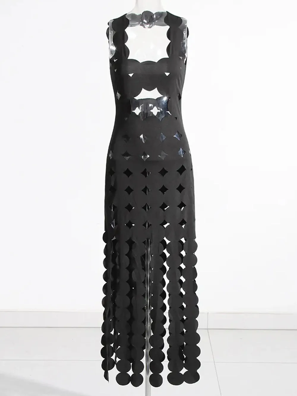 ALLEN Appliqué Fringe Maxi Dress