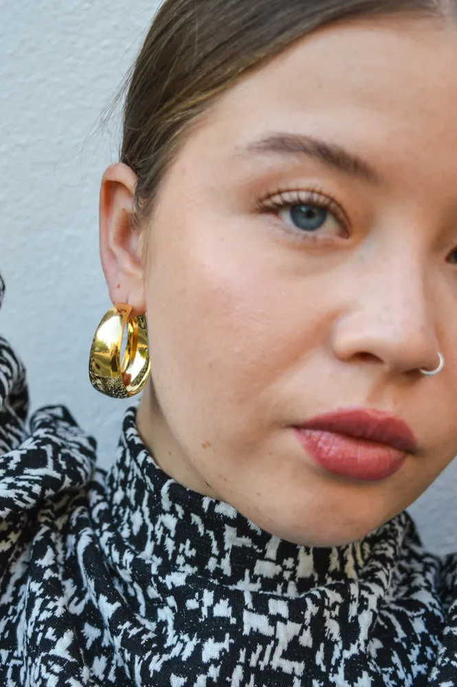 Amano Angie Vintage Yellow Gold Hoop Earrings