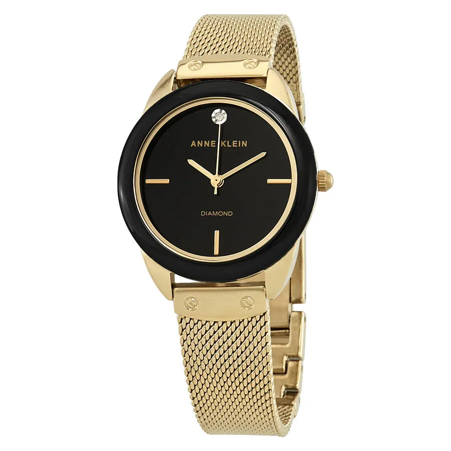 Anne Klein Ceramic Black Dial Ladies Watch AK/3258BKGB