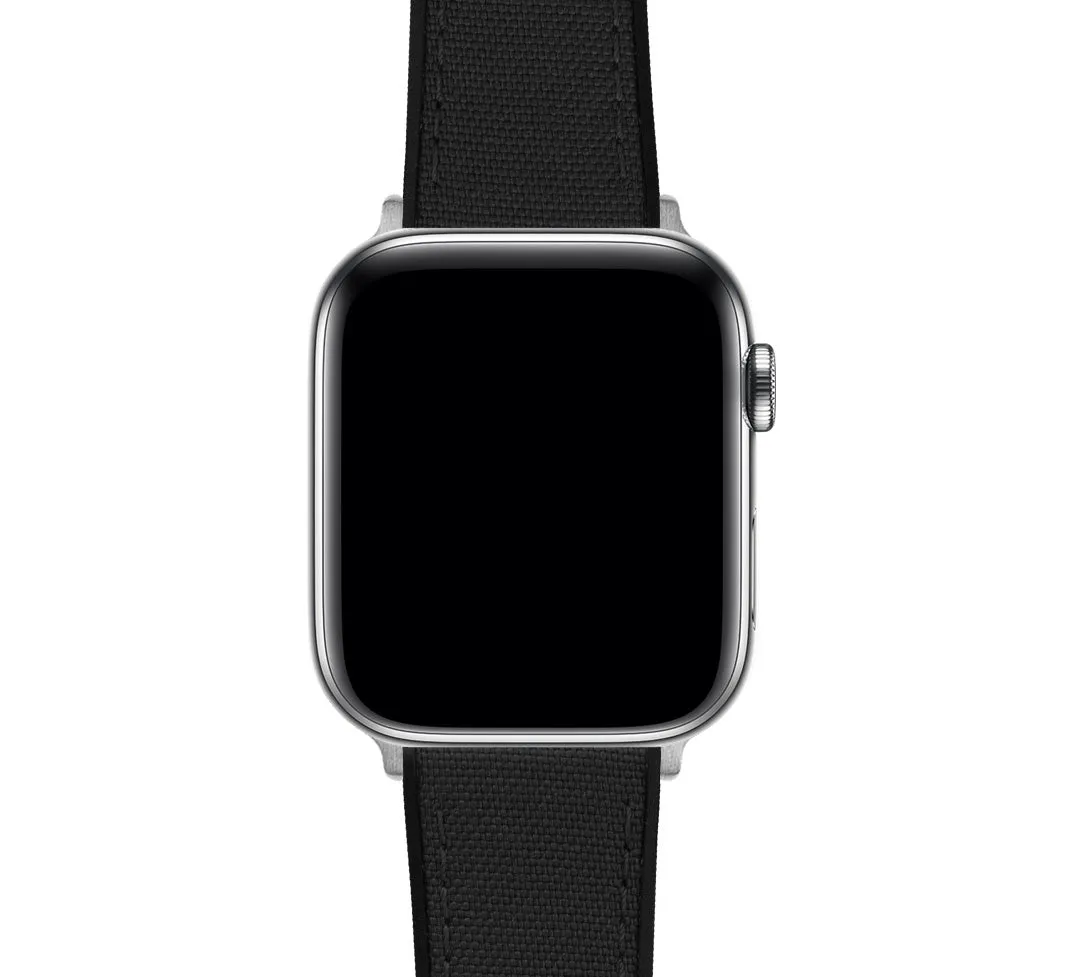 Apple Watch Black Cordura Fabric And Silicone Hybrid Watch Band