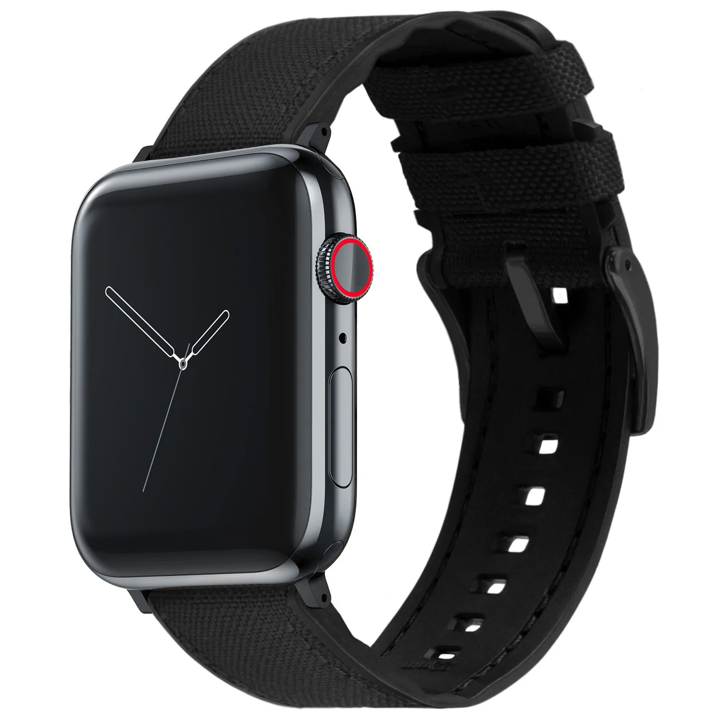 Apple Watch Black Cordura Fabric And Silicone Hybrid Watch Band