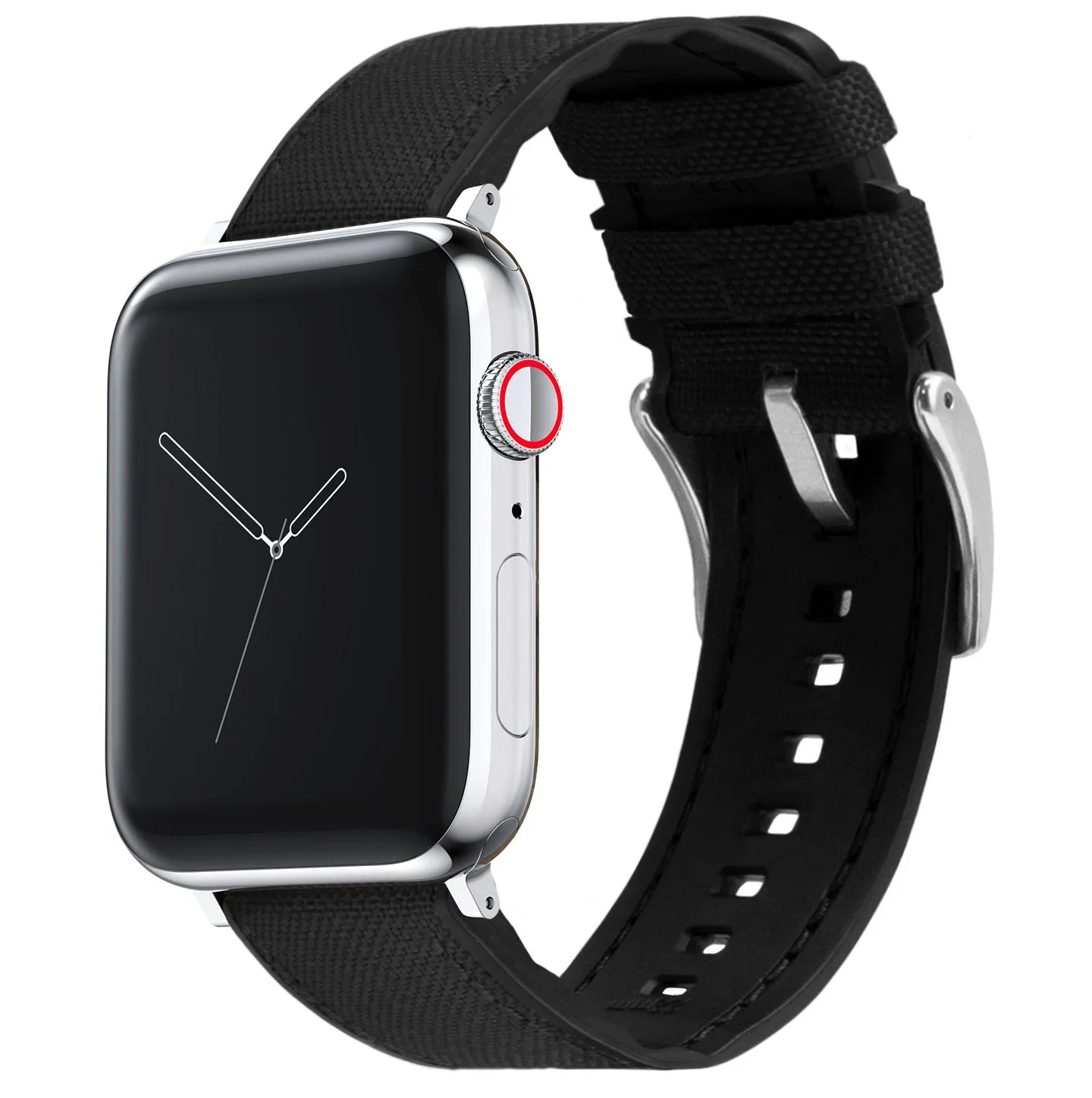 Apple Watch Black Cordura Fabric And Silicone Hybrid Watch Band