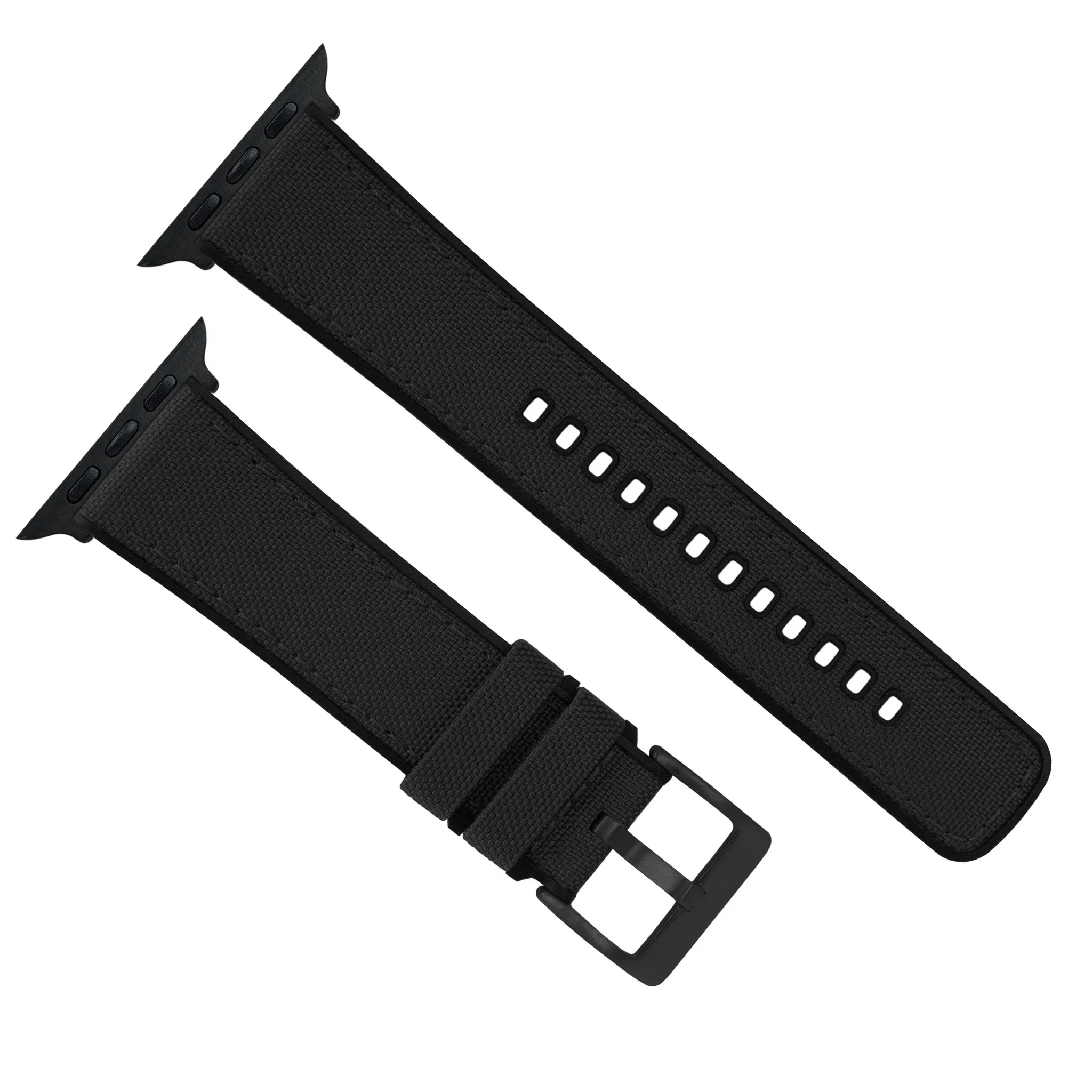 Apple Watch Black Cordura Fabric And Silicone Hybrid Watch Band