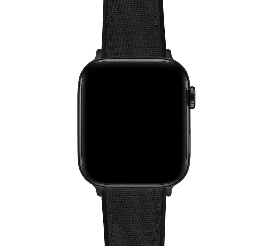 Apple Watch Black Cordura Fabric And Silicone Hybrid Watch Band