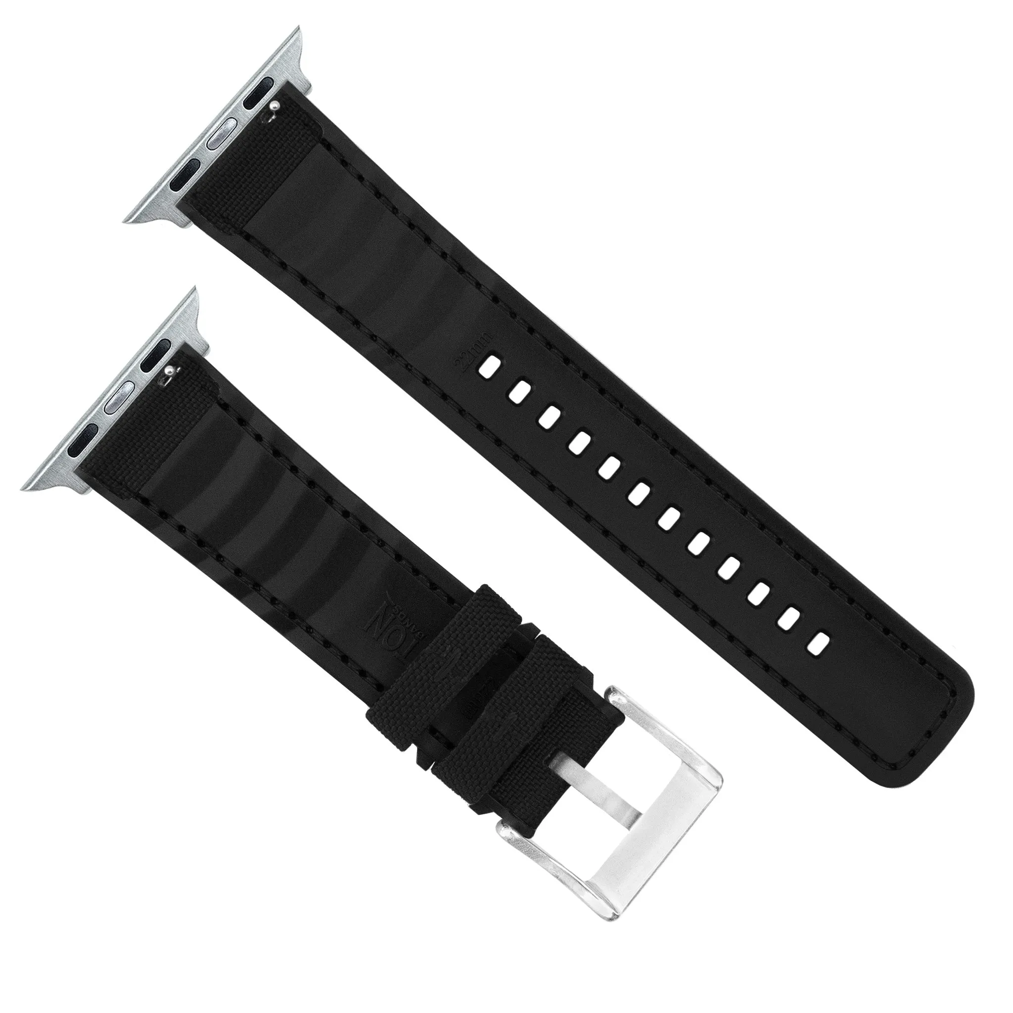 Apple Watch Black Cordura Fabric And Silicone Hybrid Watch Band