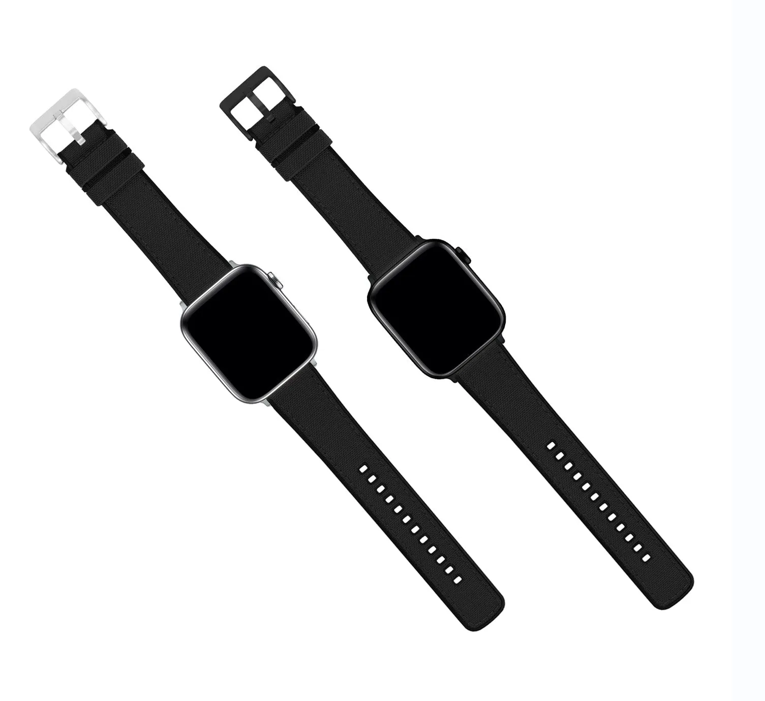 Apple Watch Black Cordura Fabric And Silicone Hybrid Watch Band