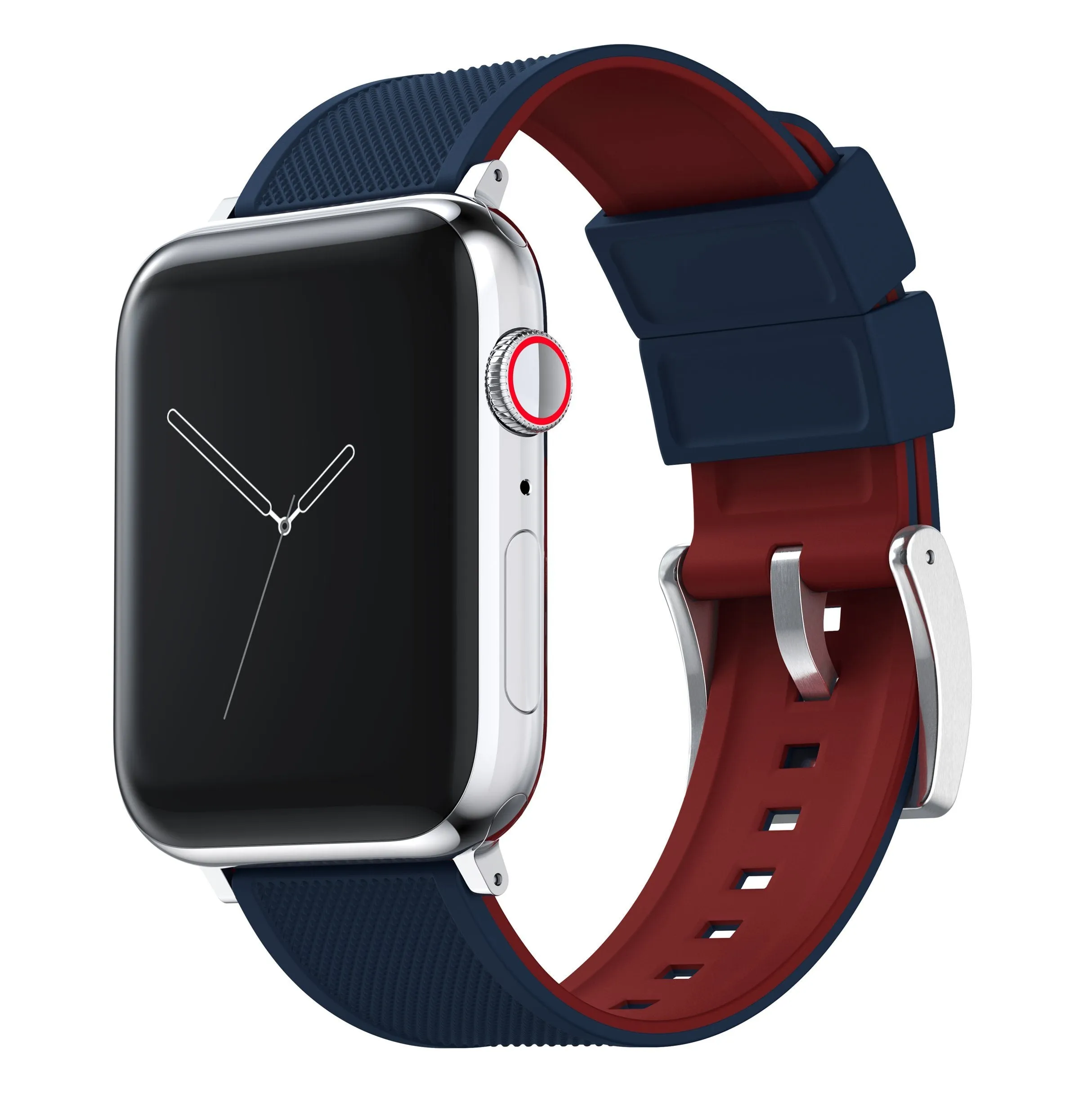 Apple Watch Elite Silicone Navy Blue Top Crimson Red Bottom Watch Band