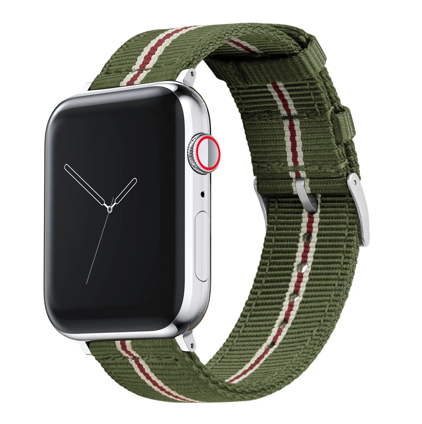 Apple Watch Two Piece NATO® Style Army Green Crimson Watch Band