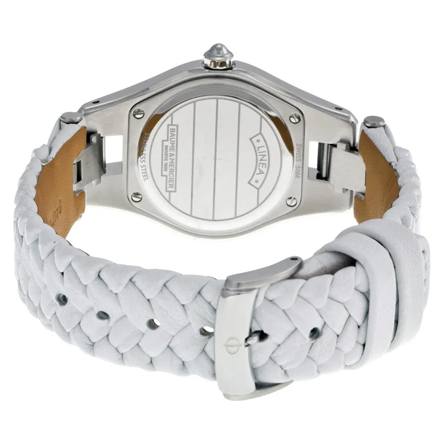 Baume and Mercier Linea Mother Pearl Stainless Steel White Leather Ladies Watch 10117