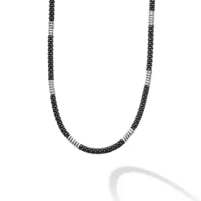 Black Caviar Silver Station Ceramic Beaded Necklace