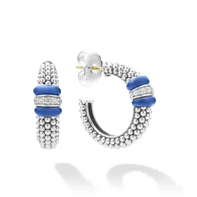 Blue Caviar Ceramic Caviar Diamond Hoop Earrings