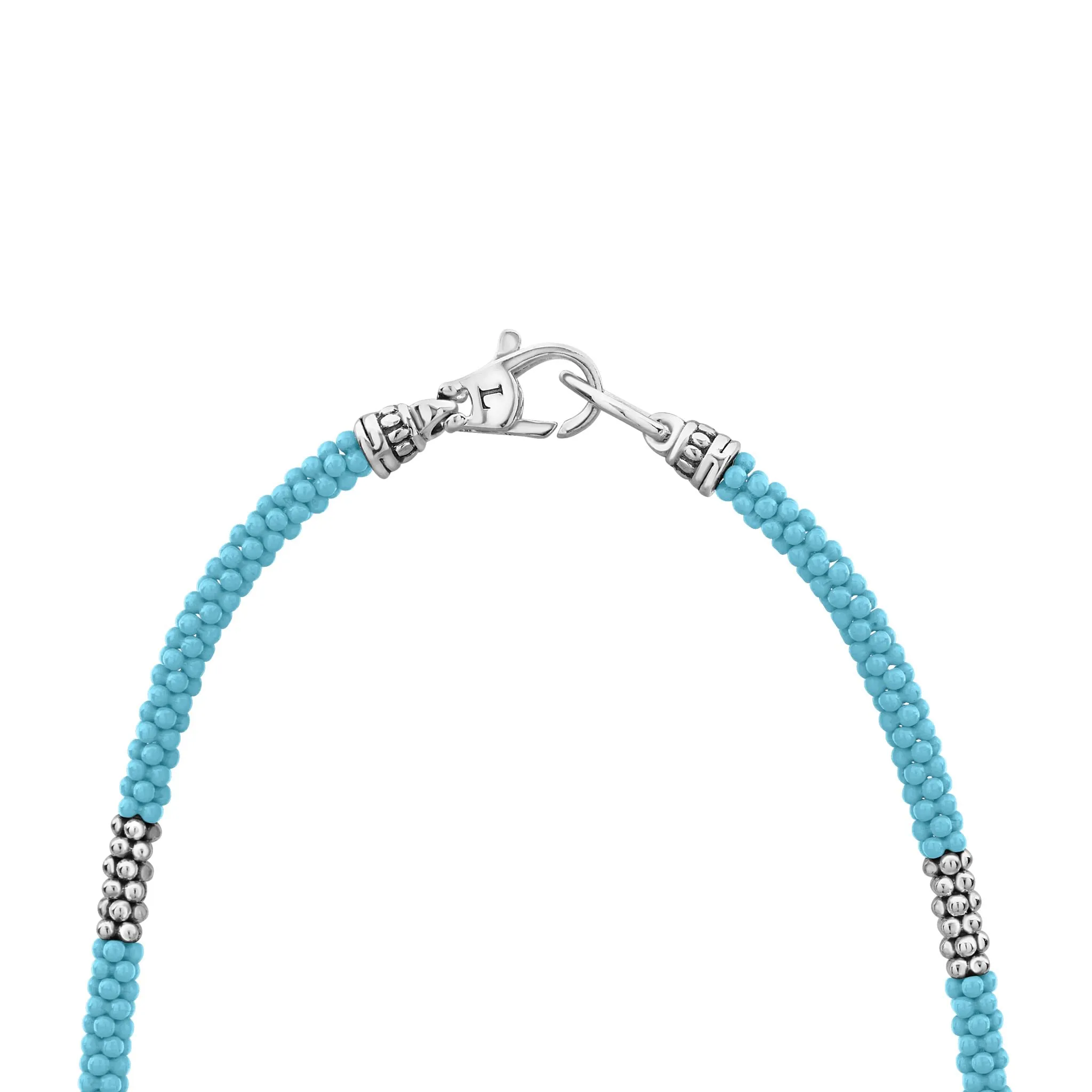 Blue Caviar Silver Station Ceramic Beaded Necklace 3mm