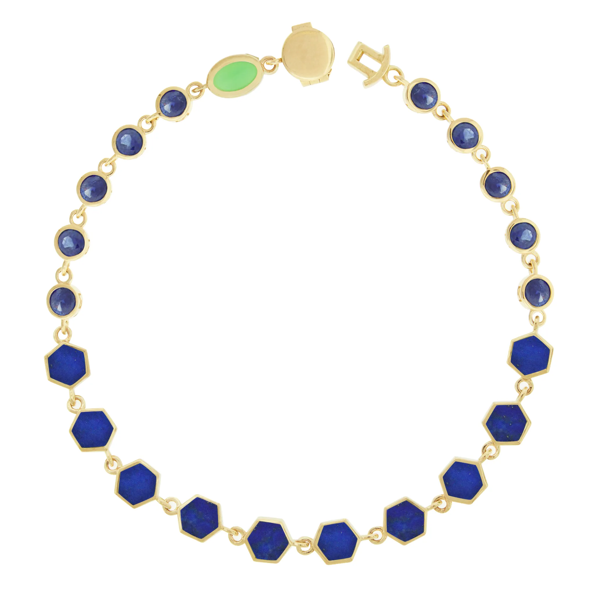 Blue Sapphire and Lapis Gemstone Gold Bracelet