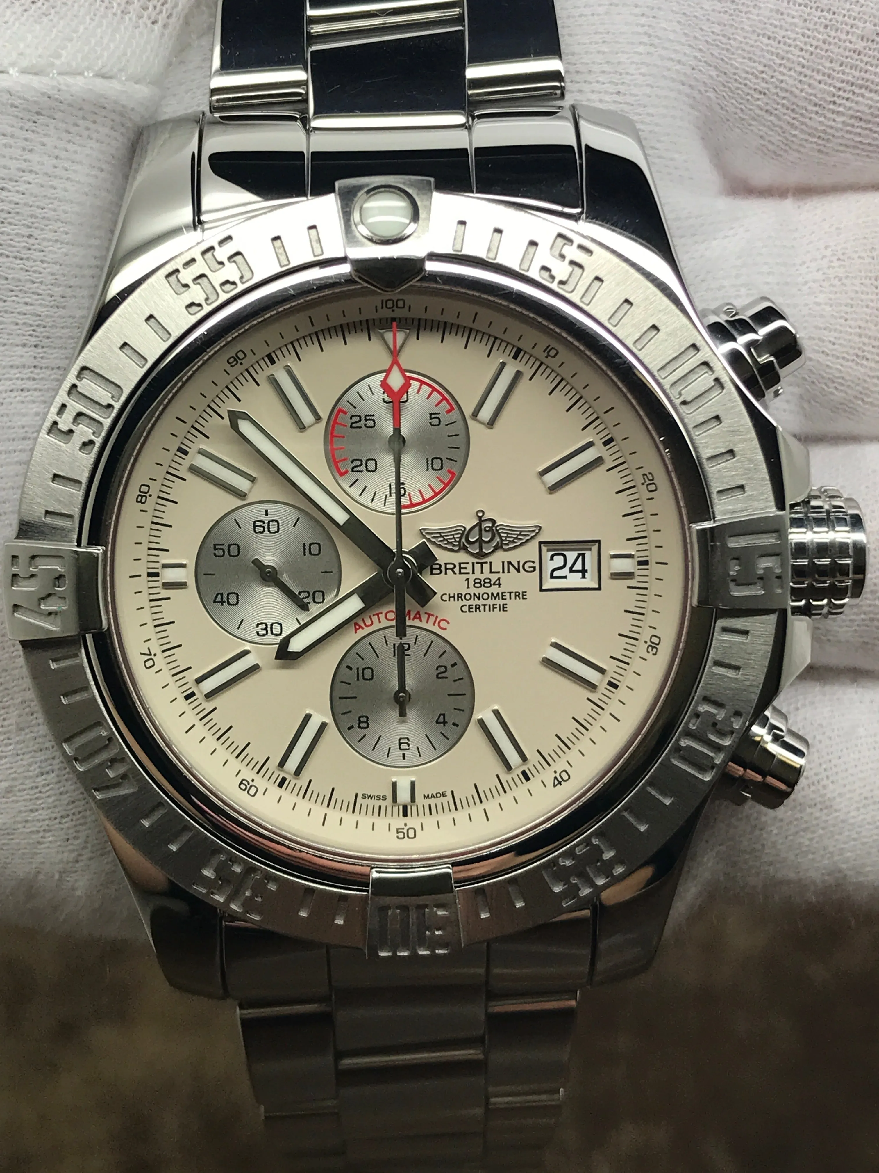 Breitling Super Avenger II A13371 White Dial Automatic Men's Watch