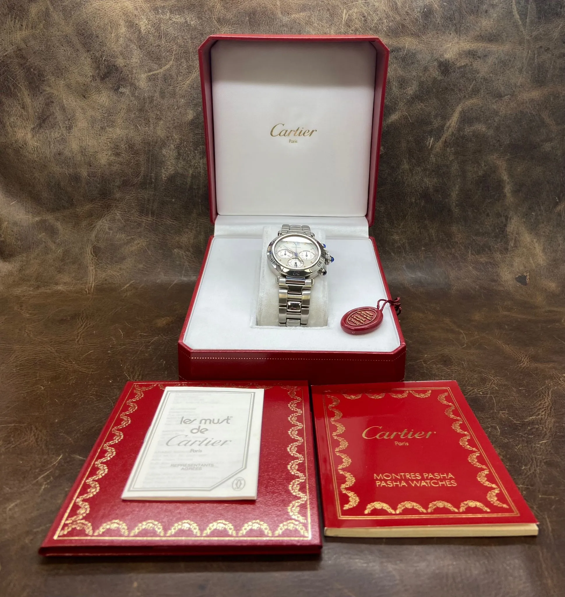 Cartier Pasha Chronograph 1050 Off white Dial Quartz Men's Watch