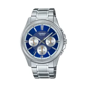 CASIO ENTICER CHRONOGRAPH DEEP BLUE DIAL STAINLESS STEEL MEN'S WATCH | MTP-1375D-2A1VDF