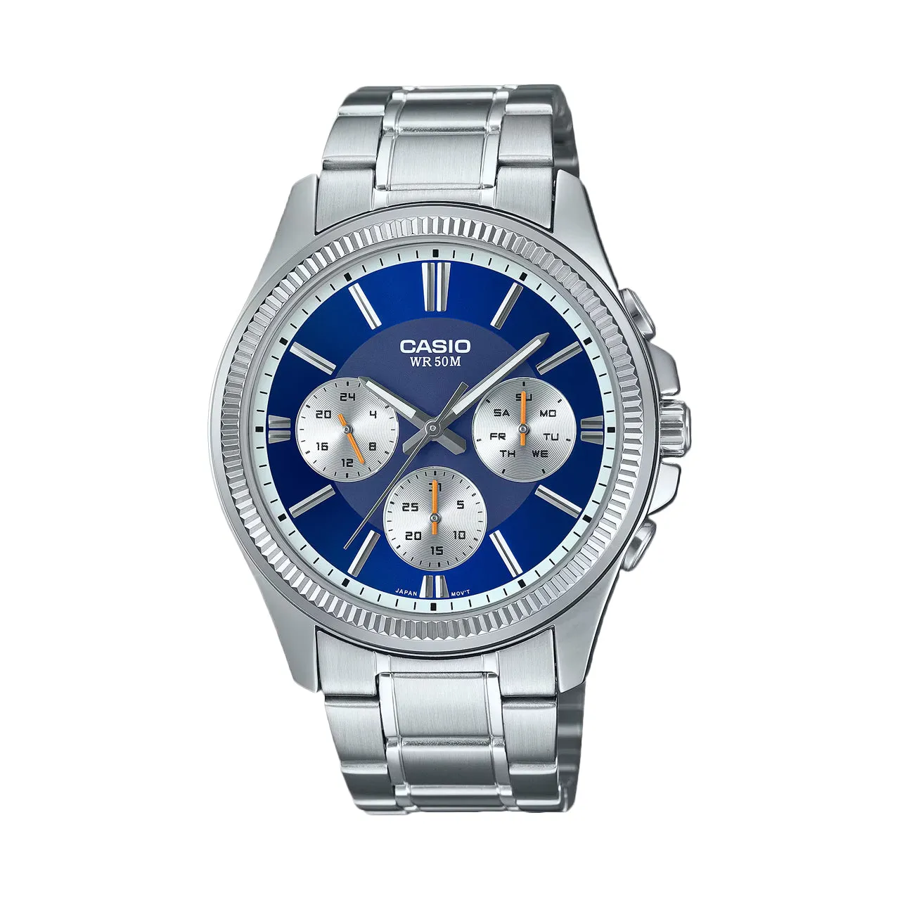 CASIO ENTICER CHRONOGRAPH DEEP BLUE DIAL STAINLESS STEEL MEN'S WATCH | MTP-1375D-2A1VDF