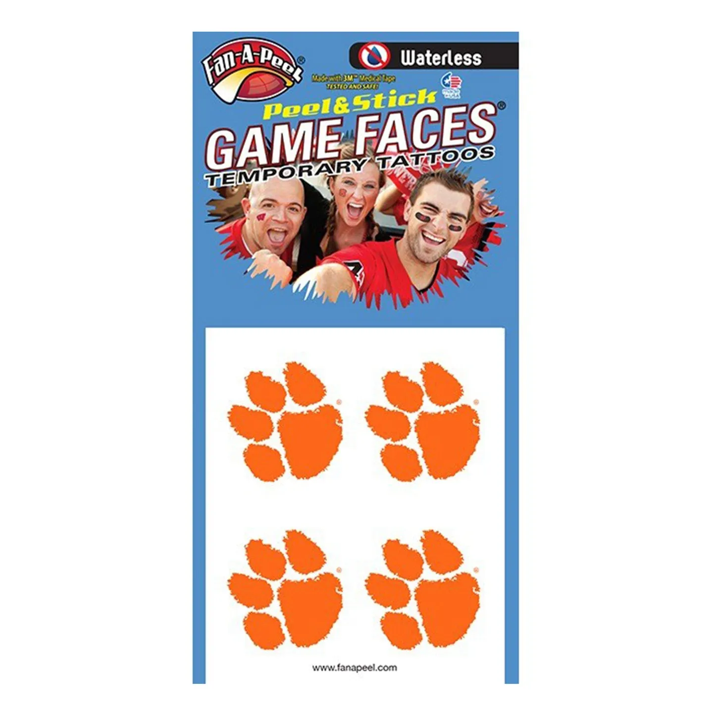 Clemson Paw Peel & Stick Tattoos