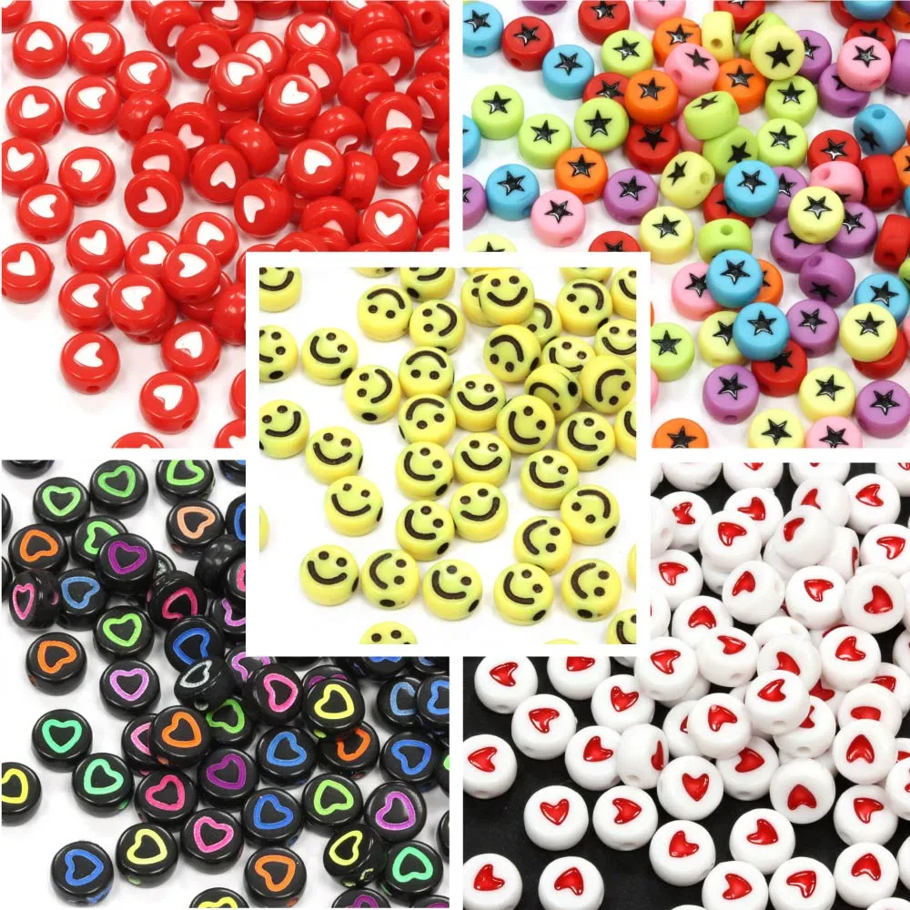 Colourful Plastic Shape Picture Beads 4x7mm Bundle - Pack of 5