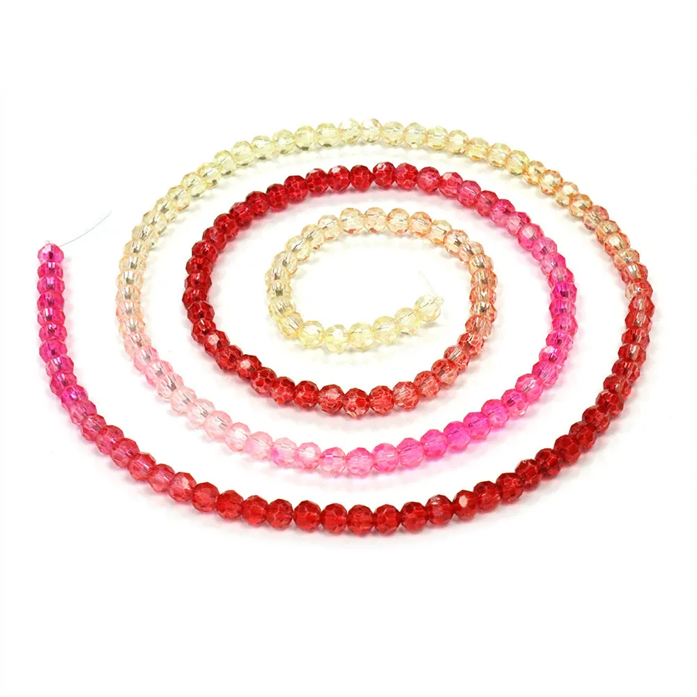 Crystal Faceted bundle 3mm Round Beads - Pack of 8 Strings