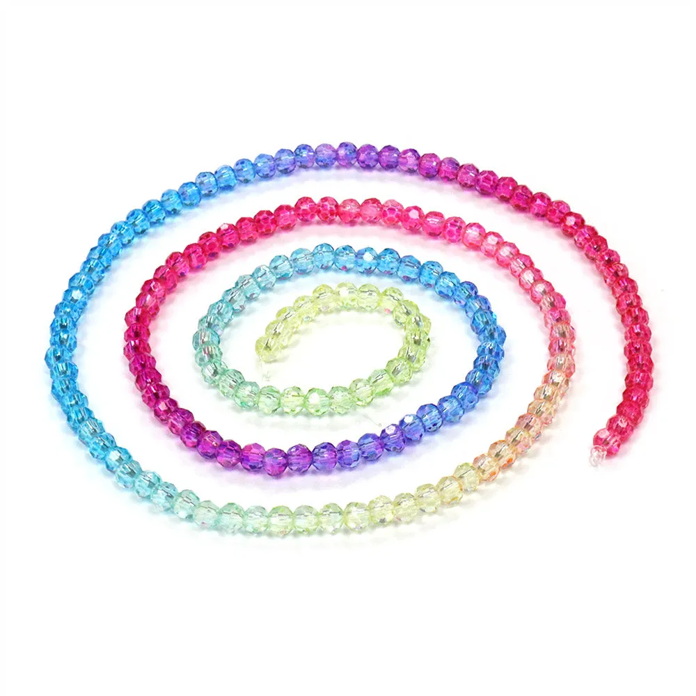 Crystal Faceted bundle 3mm Round Beads - Pack of 8 Strings