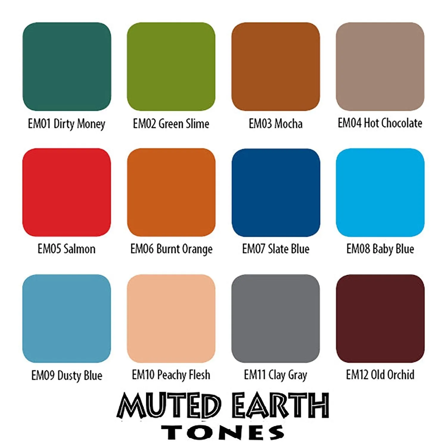 Eternal Tattoo Ink - Muted Earth 12 Color Set