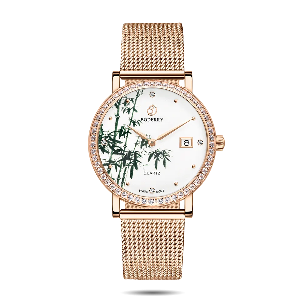 FLOWER - Swiss Quartz Movement Watch | Rose Gold & Bamboo