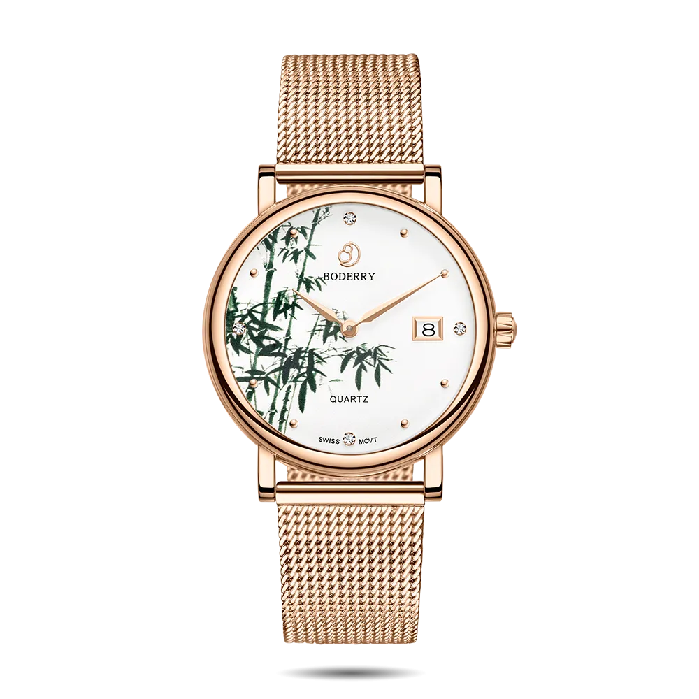 FLOWER - Swiss Quartz Movement Watch | Rose Gold & Bamboo