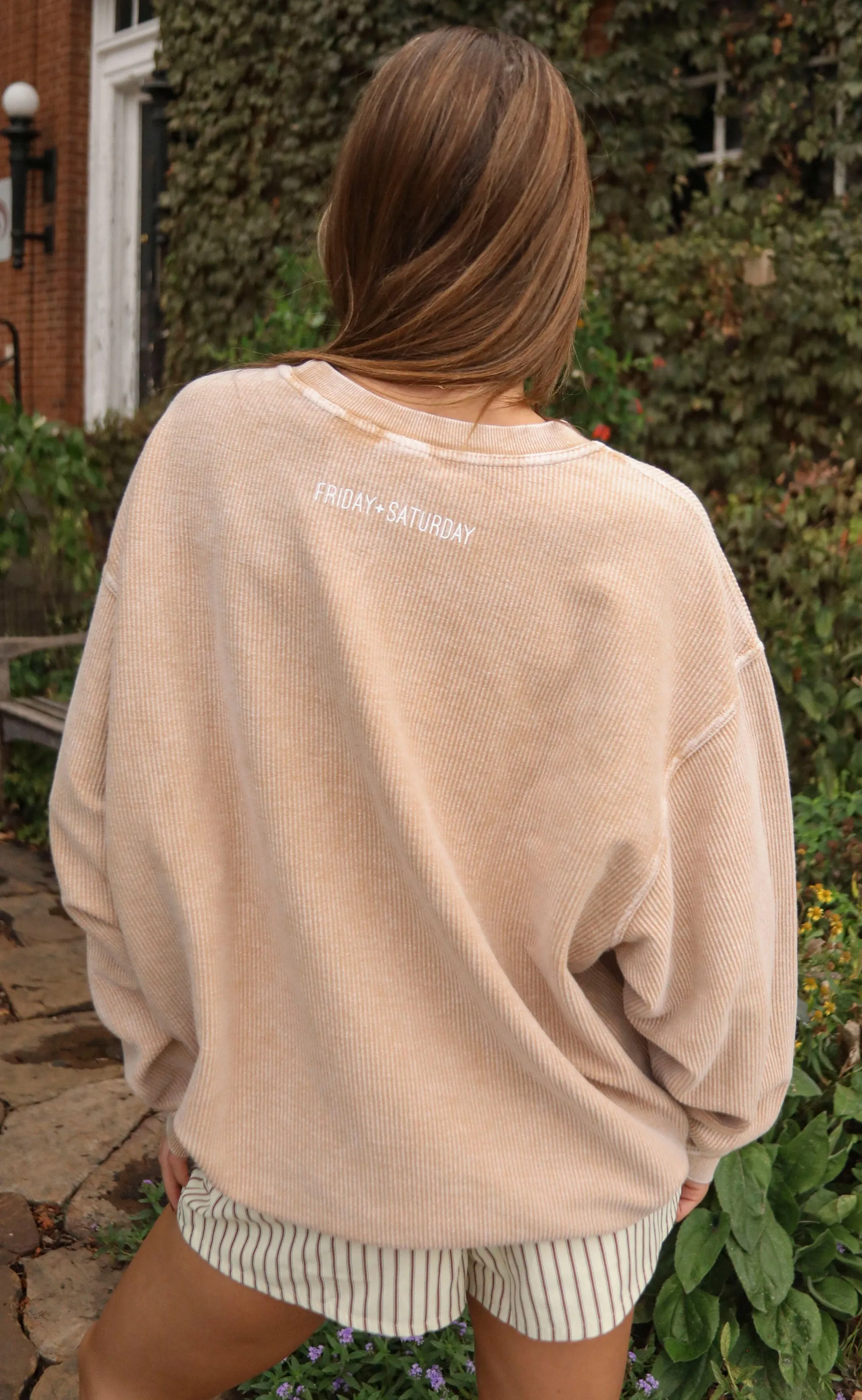 friday   saturday: grateful corded sweatshirt - tan