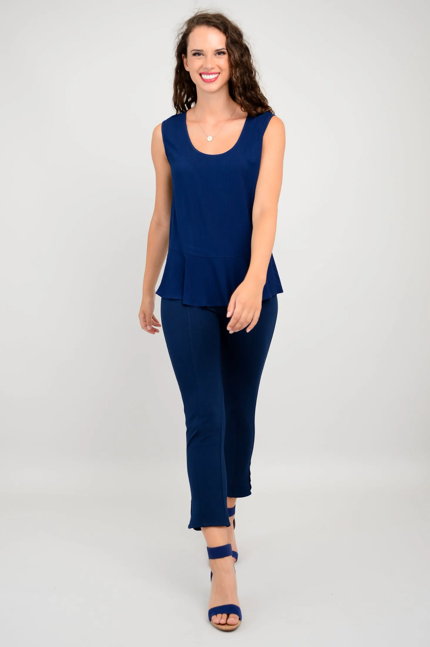 Ginny Tank, Indigo Solid, Linen Bamboo